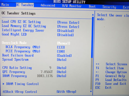 ASRock P55M Pro настройки разгона 1